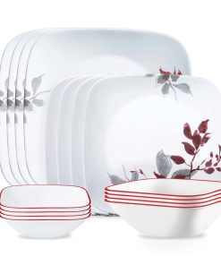 Corelle dinnerware platesplates Kyoto Leaves 16-piece Dinnerware Set, Service for 4