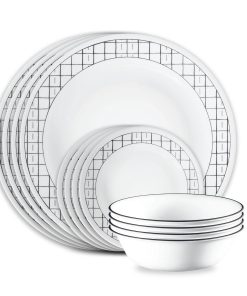 Corelle dinnerware platesplates Delicate Grid 18-piece Dinnerware Set, Service for 6