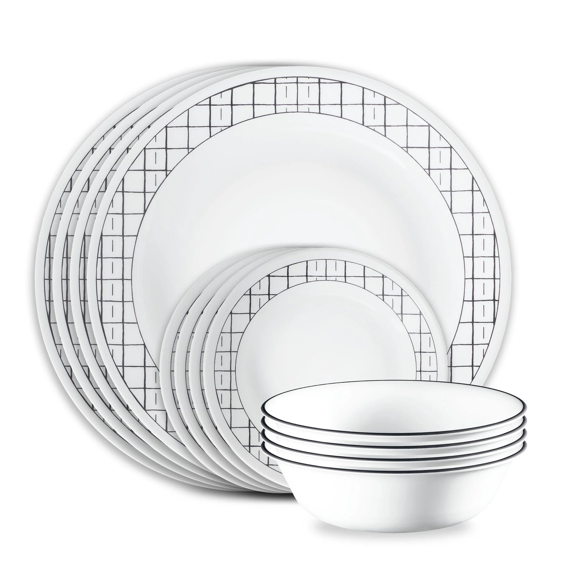 Corelle dinnerware platesplates Delicate Grid 18-piece Dinnerware Set, Service for 6