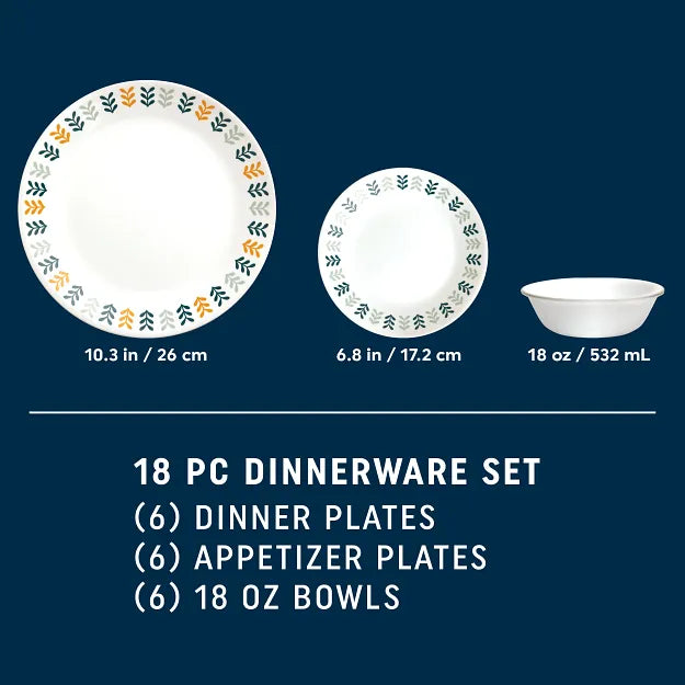Corelle dinnerware platesplates Anders 18-piece Dinnerware Set, Service for 6 - Image 2