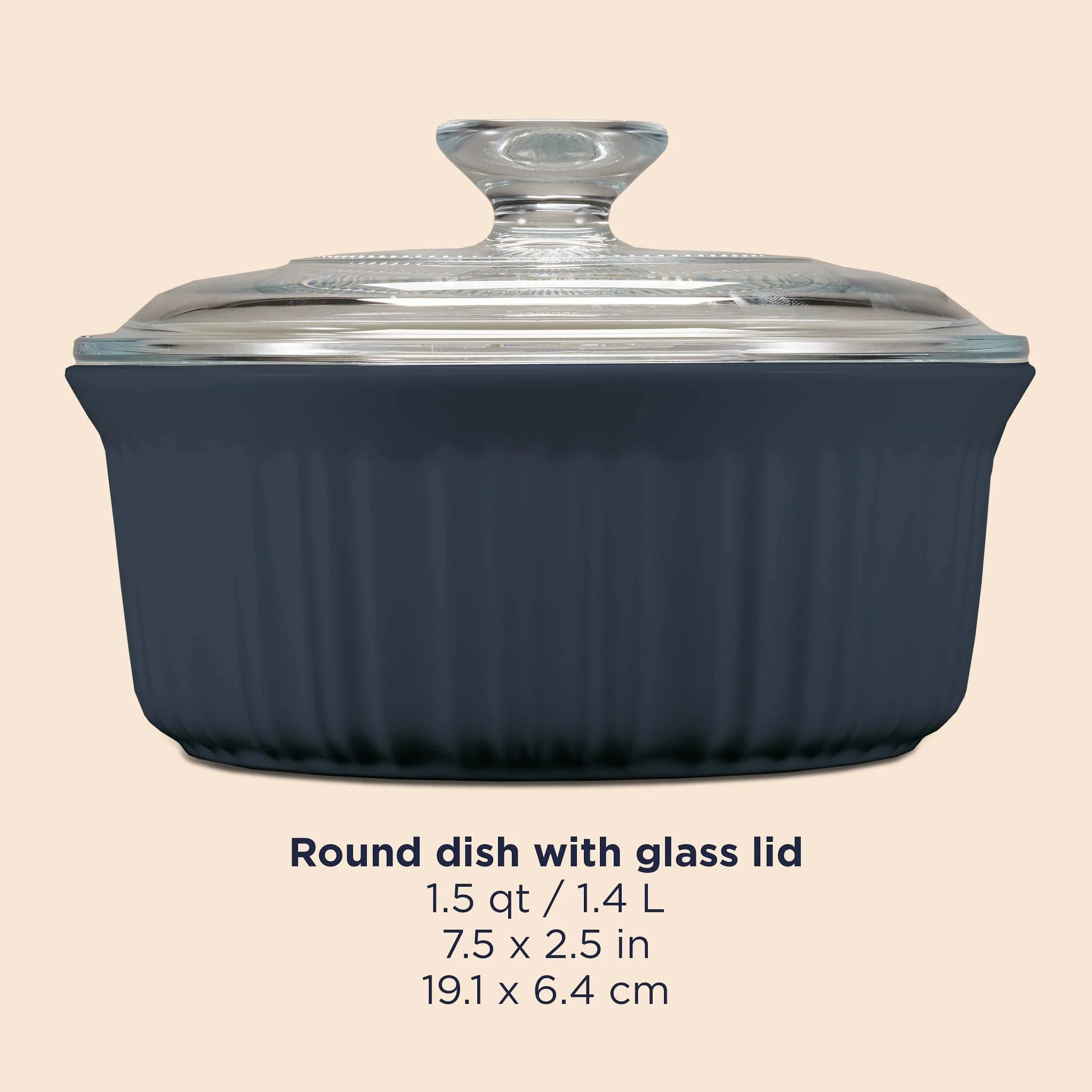 Corelle dinnerware platesplates French Colors 1.5-quart Round Baking Dish, Navy - Image 4