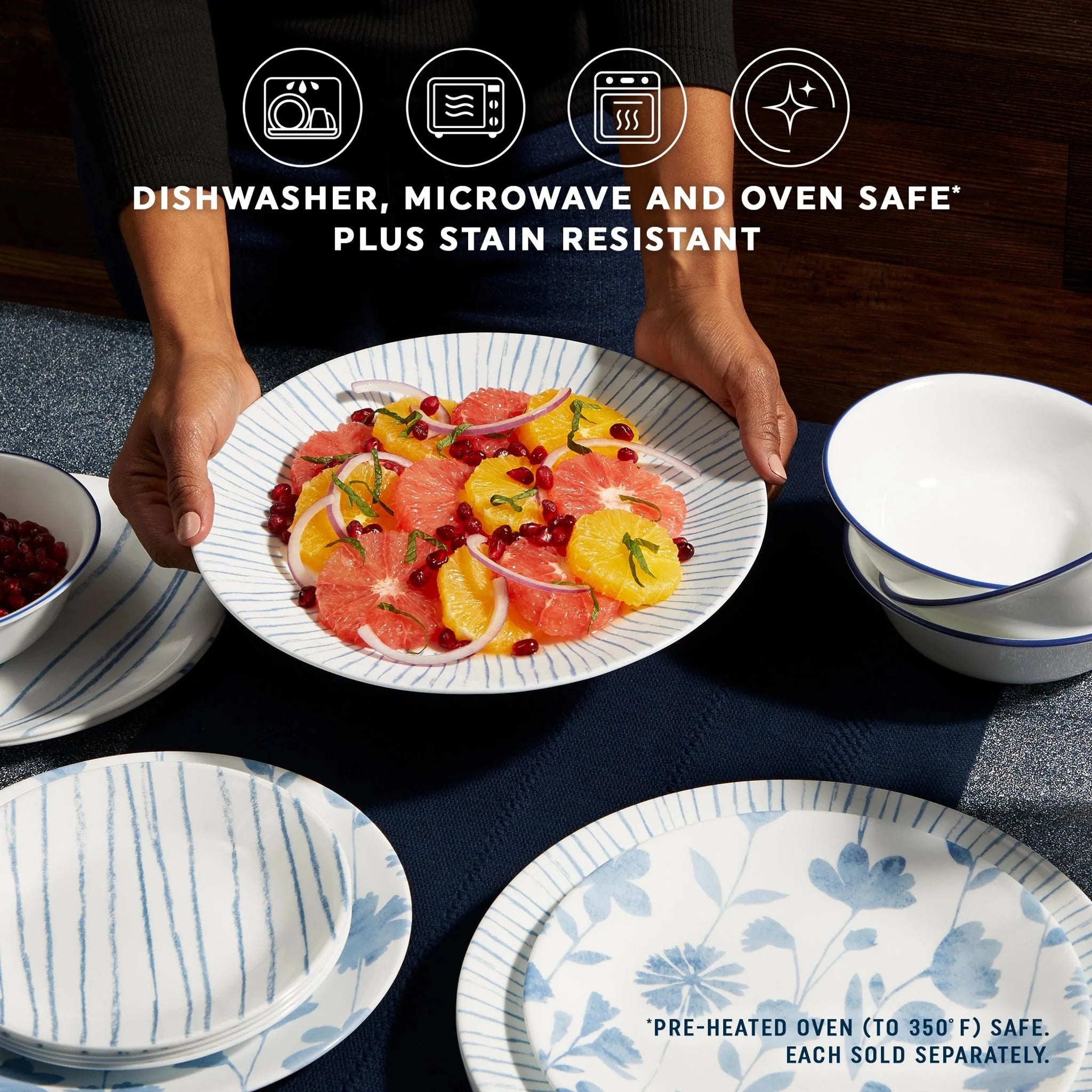 Corelle dinnerware platesplates Botanical Stripes 8.5 Salad Plates, 6 Pack - Image 3