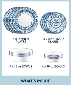 Alternative view of Corelle dinnerware platesplates Portofino 16-piece Dinnerware Set, Service for 4