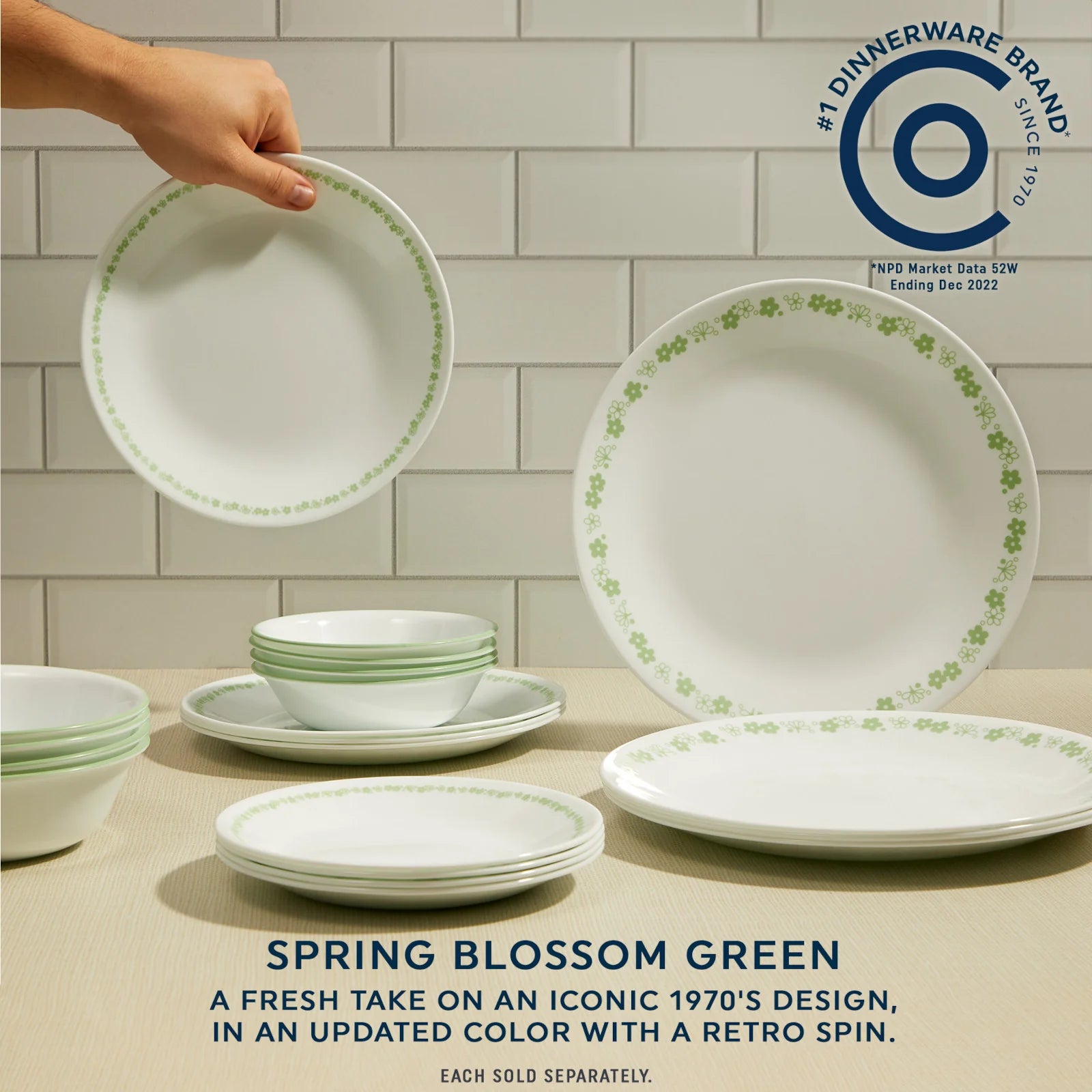 Corelle dinnerware platesplates Spring Blossom Green 10-ounce Bowl - Image 2