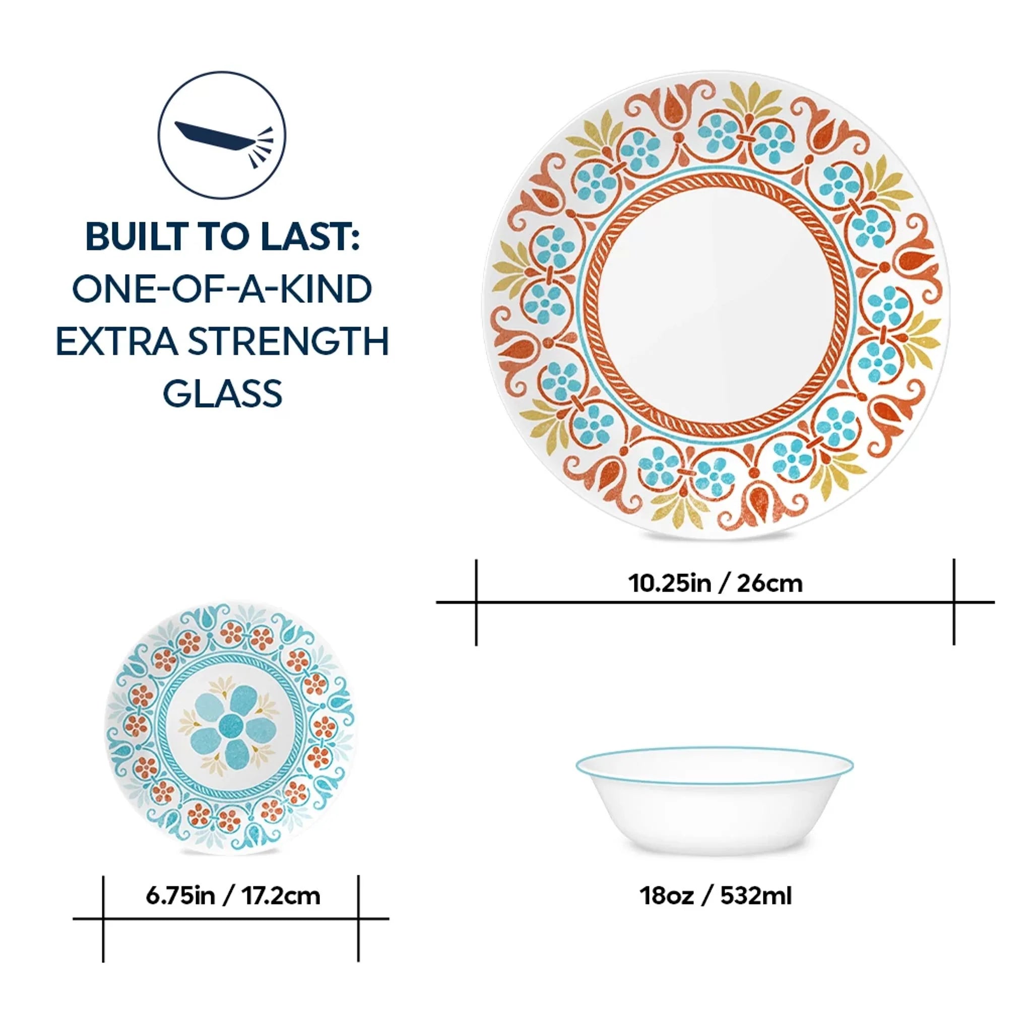 Corelle dinnerware platesplates Global Collection Terracotta Dreams 18-piece Dinnerware Set, Service for 6 - Image 3