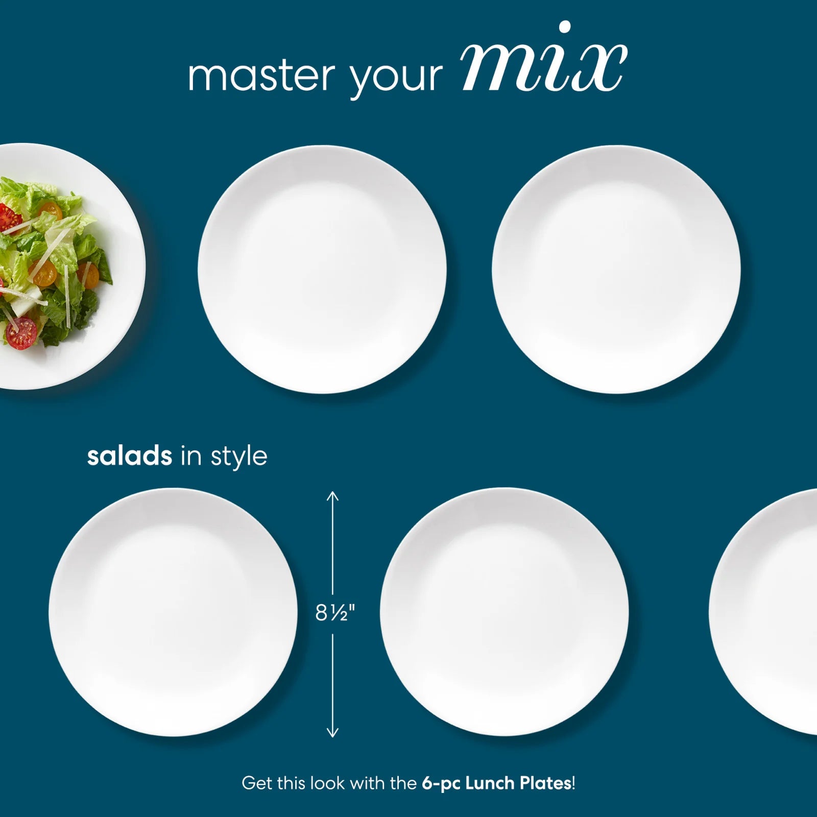 Corelle dinnerware platesplates Winter Frost White 8.5 Salad Plates, 6-pack - Image 2