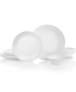 Corelle dinnerware platesplates Linen Weave 18-piece Dinnerware Set, Service for 6