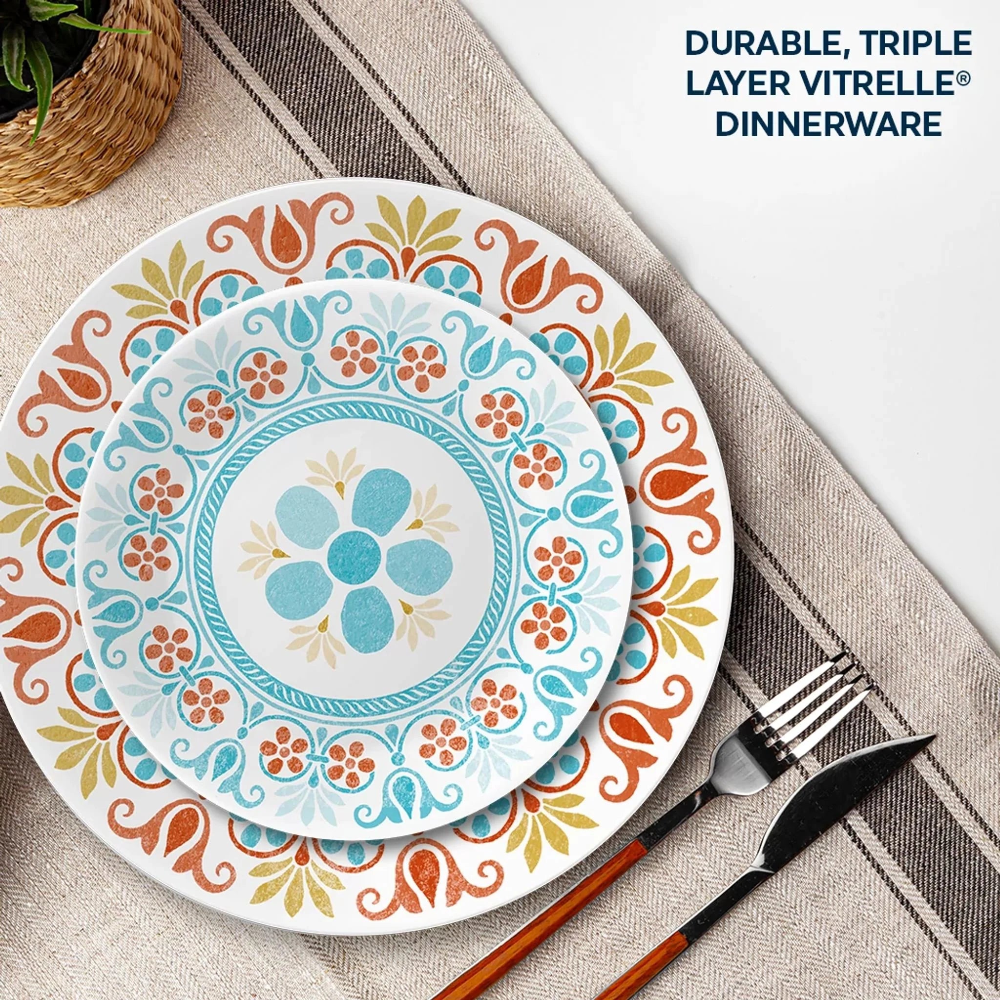Corelle dinnerware platesplates Global Collection Terracotta Dreams 18-piece Dinnerware Set, Service for 6 - Image 4
