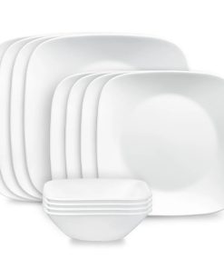 Corelle dinnerware platesplates Square Corelle Pure White 12-piece Dinnerware Set, Service for 4