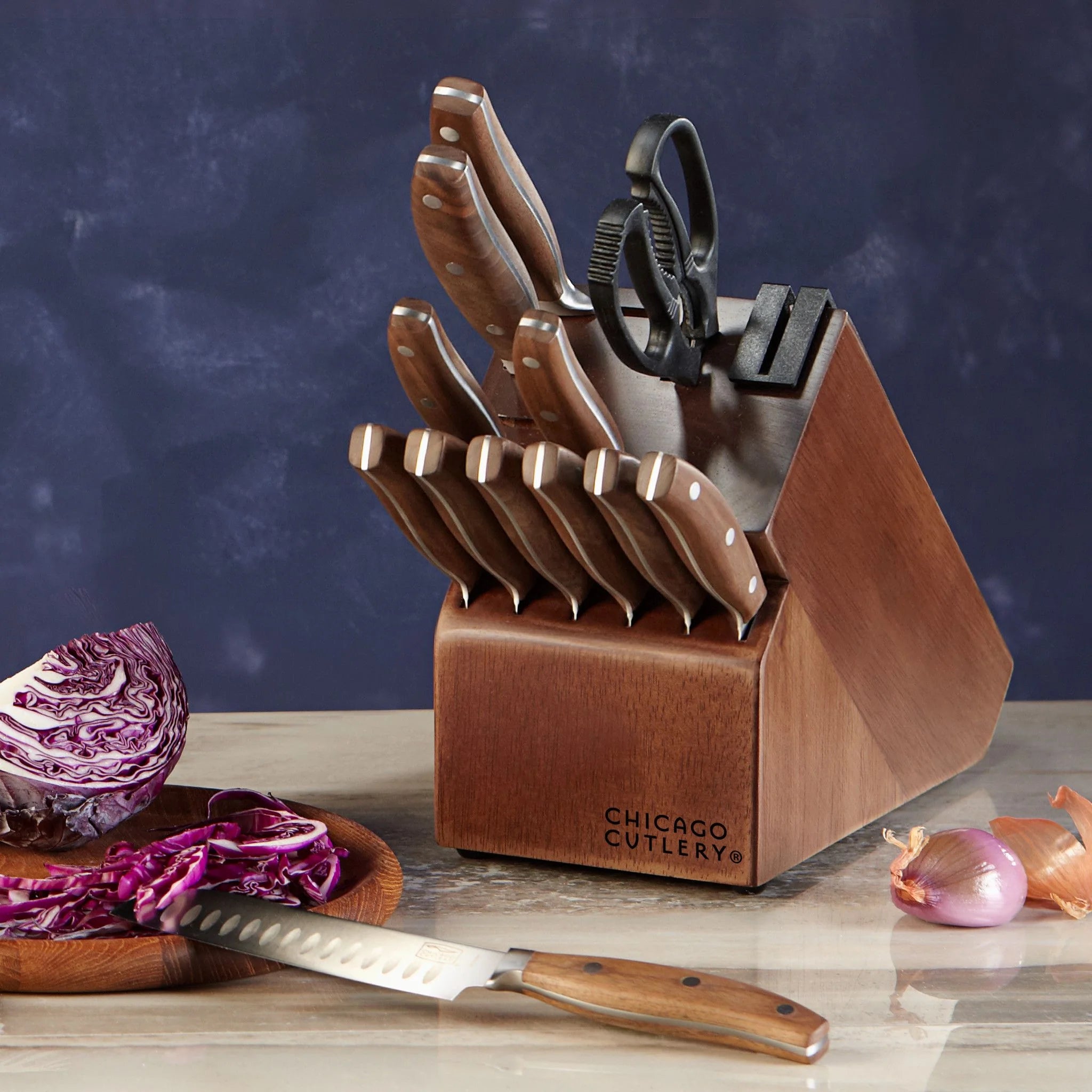 Corelle dinnerware platesplates Signature Edge Walnut 13-piece Knife Block Set - Image 3