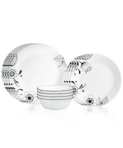 Corelle dinnerware platesplates Inked Poppy 12-piece Dinnerware Set, Service for 4