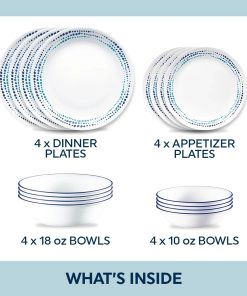 Alternative view of Corelle dinnerware platesplates Ocean Blues 16-piece Mugless Dinnerware Set, Service of 4