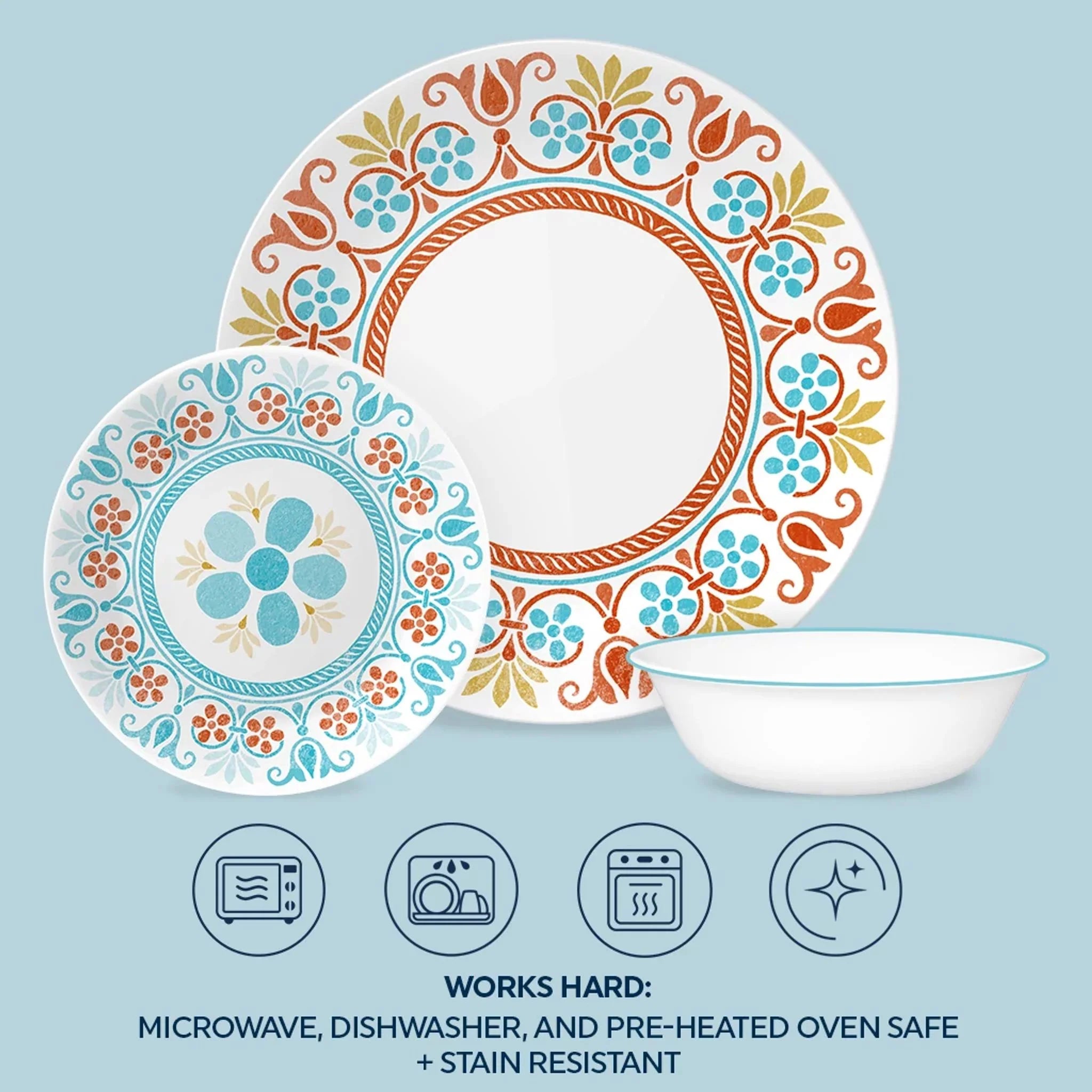 Corelle dinnerware platesplates Global Collection Terracotta Dreams 18-piece Dinnerware Set, Service for 6 - Image 6