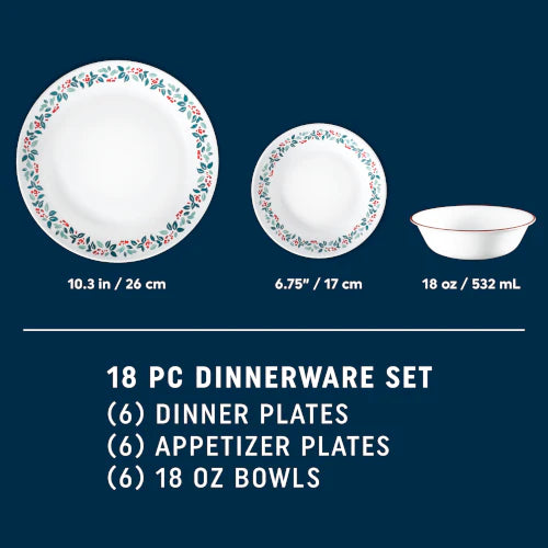 Corelle dinnerware platesplates Winter Berries 18-pc Dinnerware Set, Service for 6 - Image 2
