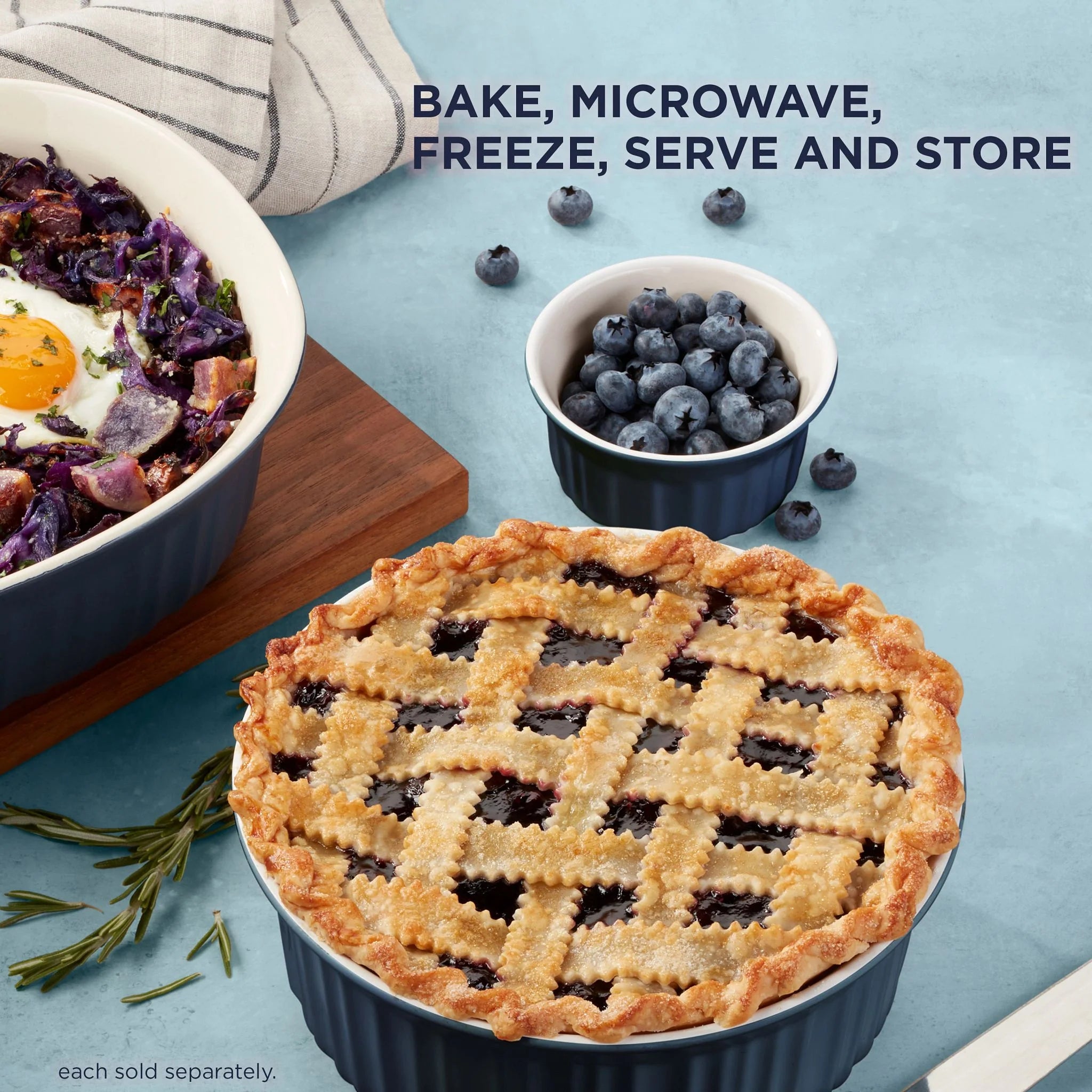 Corelle dinnerware platesplates French Colors 1.5-quart Round Baking Dish, Navy - Image 3