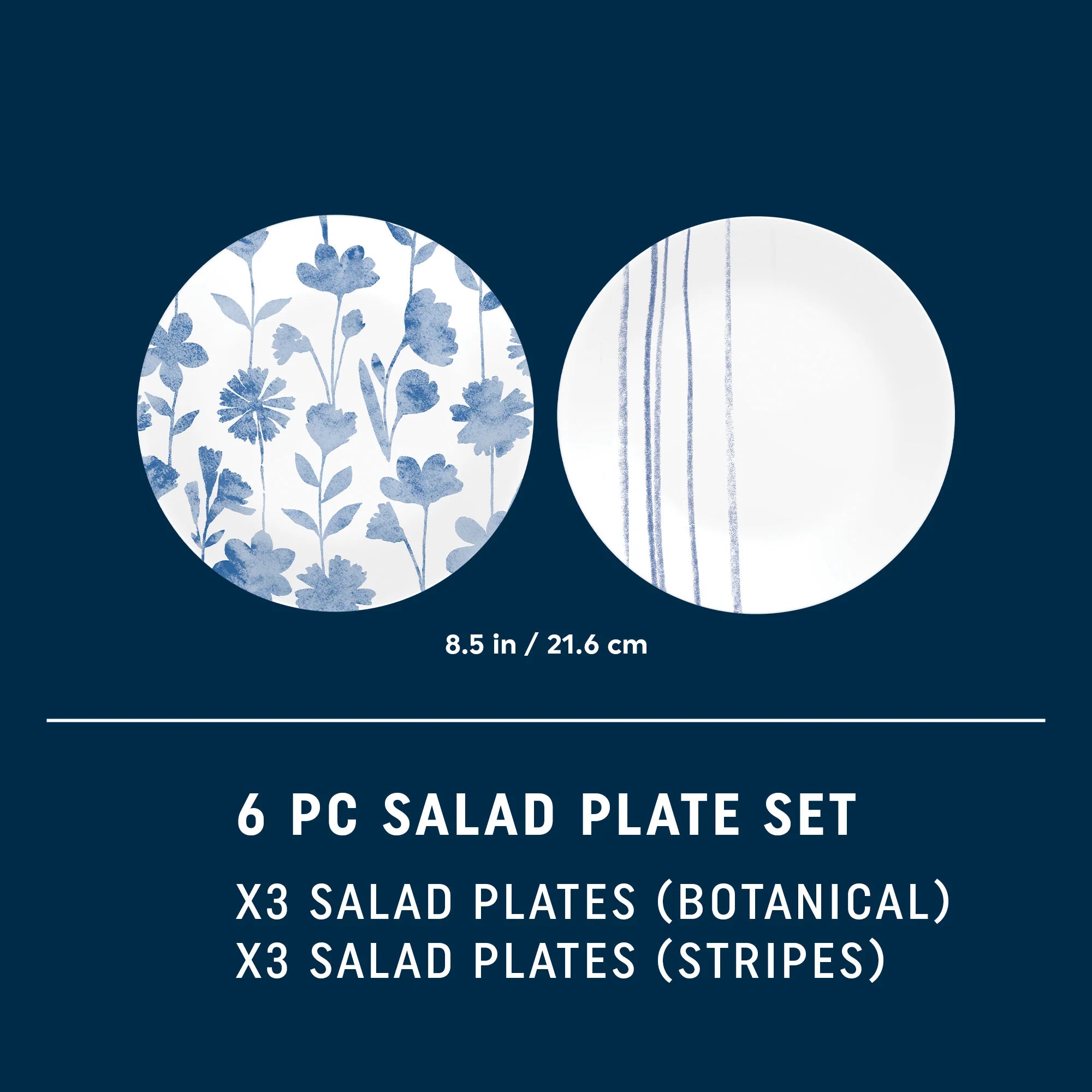 Corelle dinnerware platesplates Botanical Stripes 8.5 Salad Plates, 6 Pack - Image 2