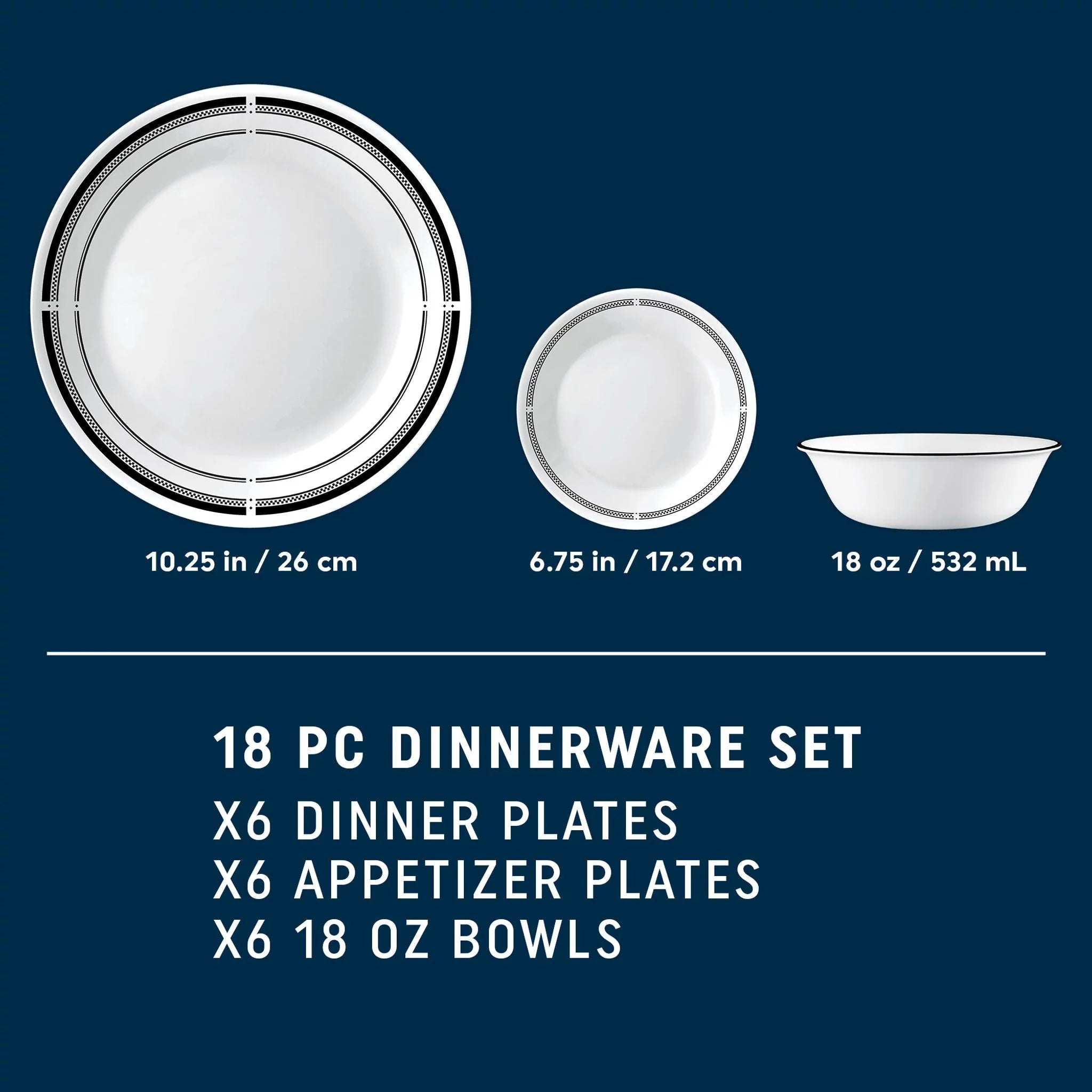 Corelle dinnerware platesplates Brasserie 18-piece Dinnerware Set, Service for 6 - Image 2