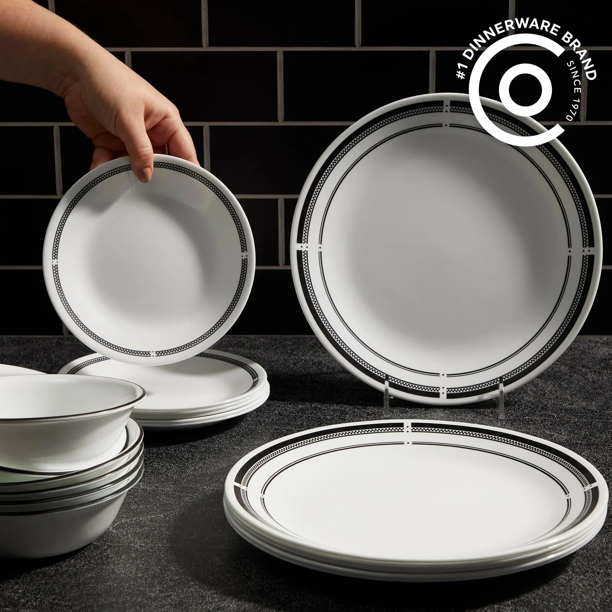 Corelle dinnerware platesplates Brasserie 18-piece Dinnerware Set, Service for 6 - Image 3