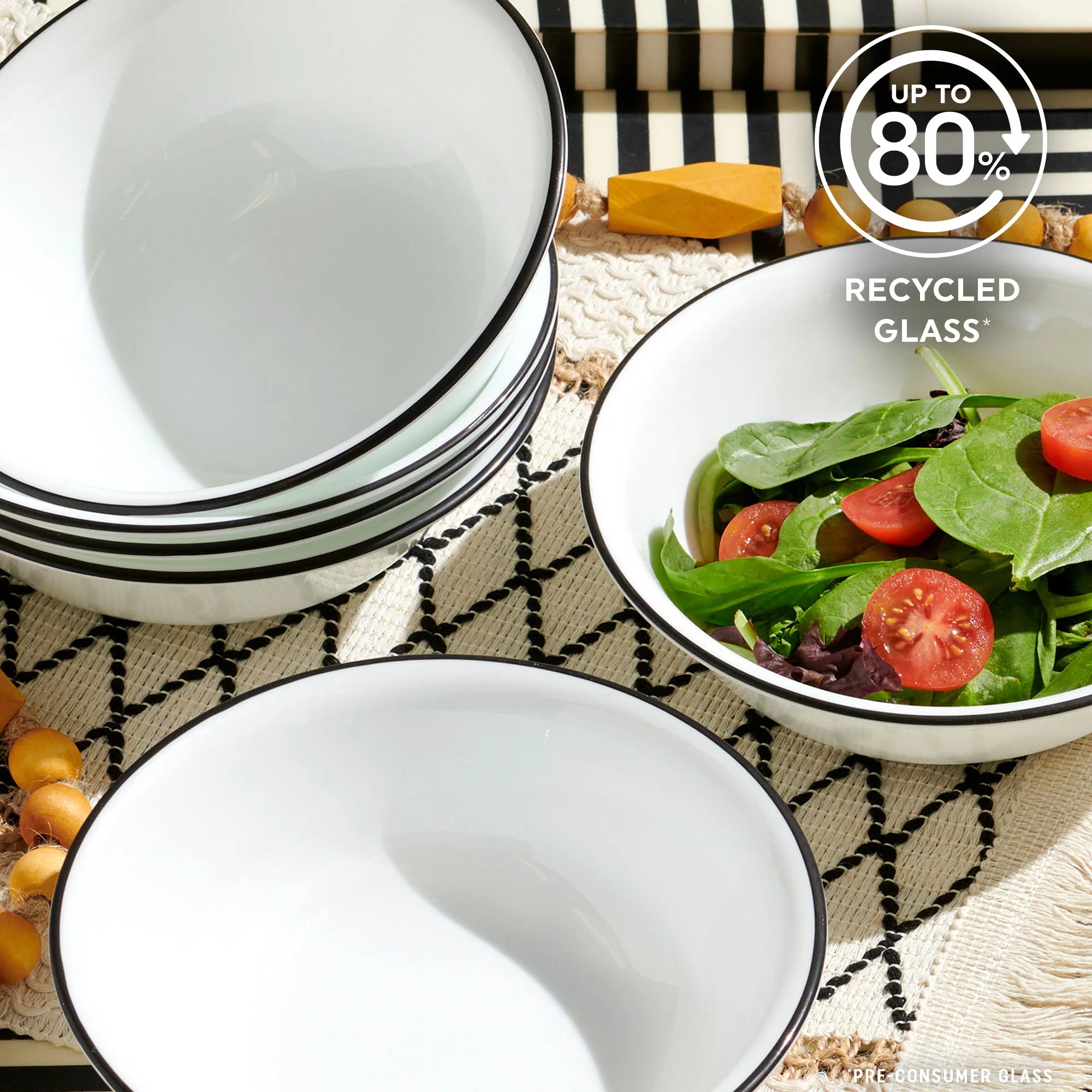 Corelle dinnerware platesplates Delicate Grid 18-piece Dinnerware Set, Service for 6 - Image 9