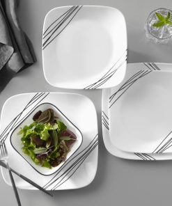 Alternative view of Corelle dinnerware platesplates Square Simple Sketch 18-piece Dinnerware Set, Service for 6