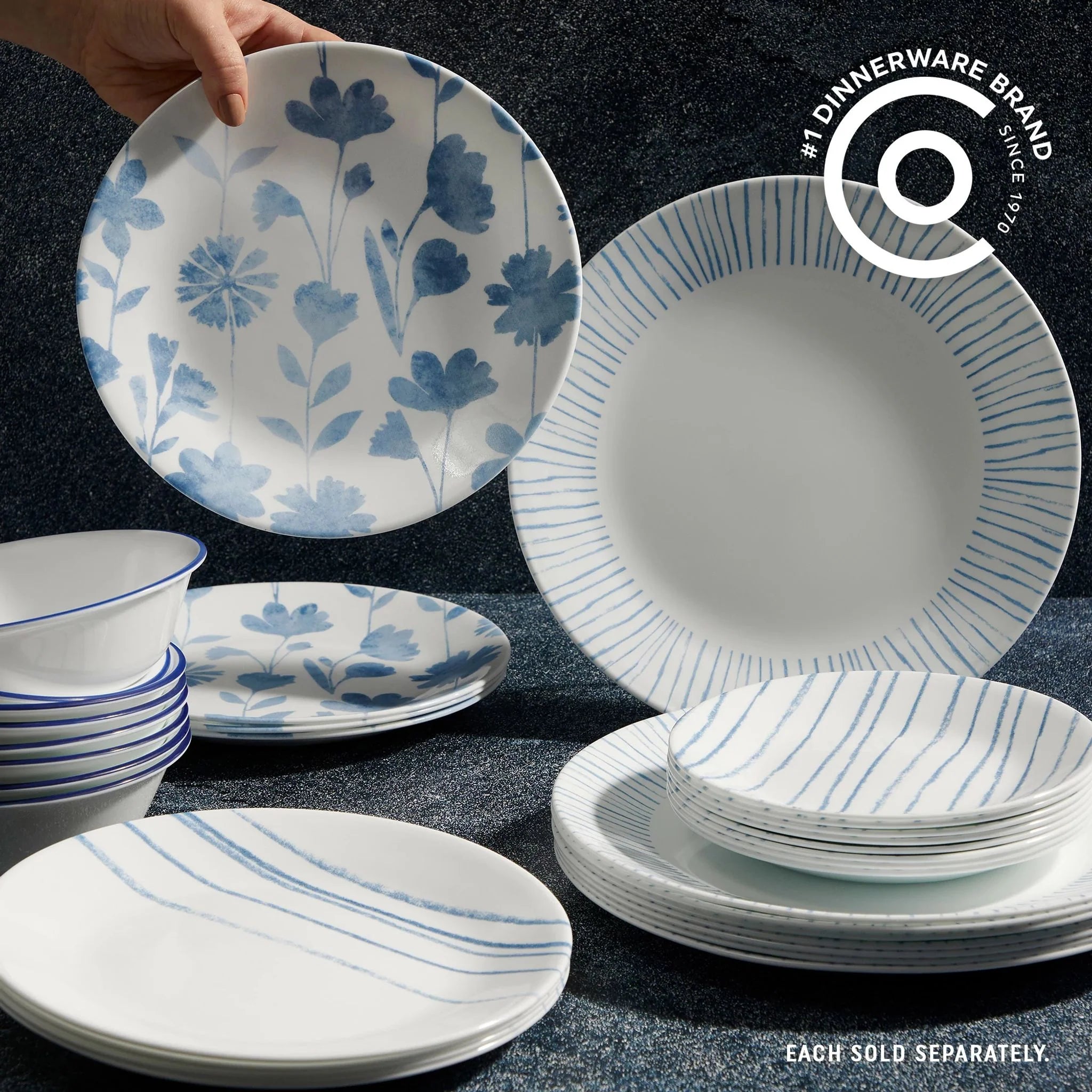 Corelle dinnerware platesplates Botanical Stripes 8.5 Salad Plates, 6 Pack - Image 5