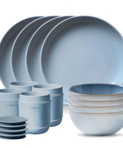 Corelle dinnerware platesplates Stoneware 16-piece Dinnerware Set, Service for 4, Nordic Blue