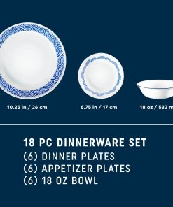 Alternative view of Corelle dinnerware platesplates Rolling Waves 18-piece Dinnerware Set, Service for 6