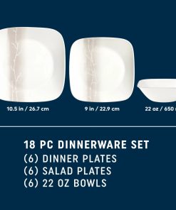Alternative view of Corelle dinnerware platesplates Square Wandering Grove 18-piece Dinnerware Set, Service for 6