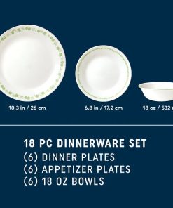 Alternative view of Corelle dinnerware platesplates Spring Blossom Green 18-piece Dinnerware Set, Service for 6