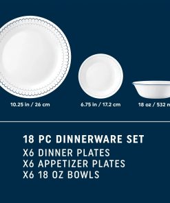 Alternative view of Corelle dinnerware platesplates Caspian Lace 18-piece Dinnerware Set, Service for 6
