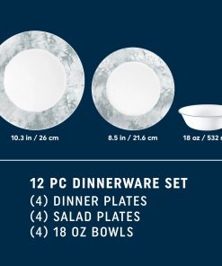 Alternative view of Corelle dinnerware platesplates Salt Wash 12-piece Dinnerware Set, Service for 4