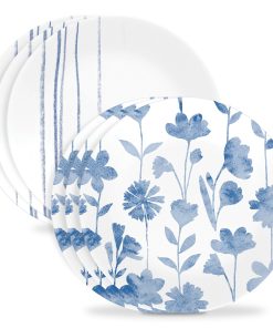 Corelle dinnerware platesplates Botanical Stripes 8.5 Salad Plates, 6 Pack