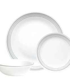 Corelle dinnerware platesplates Mystic Gray 12-piece Dinnerware Set, Service for 4