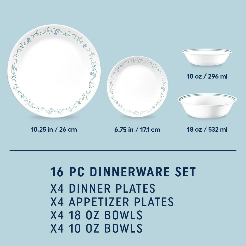 Corelle dinnerware platesplates Country Cottage 16-piece Mugless Dinnerware Set, Service for 4 - Image 2
