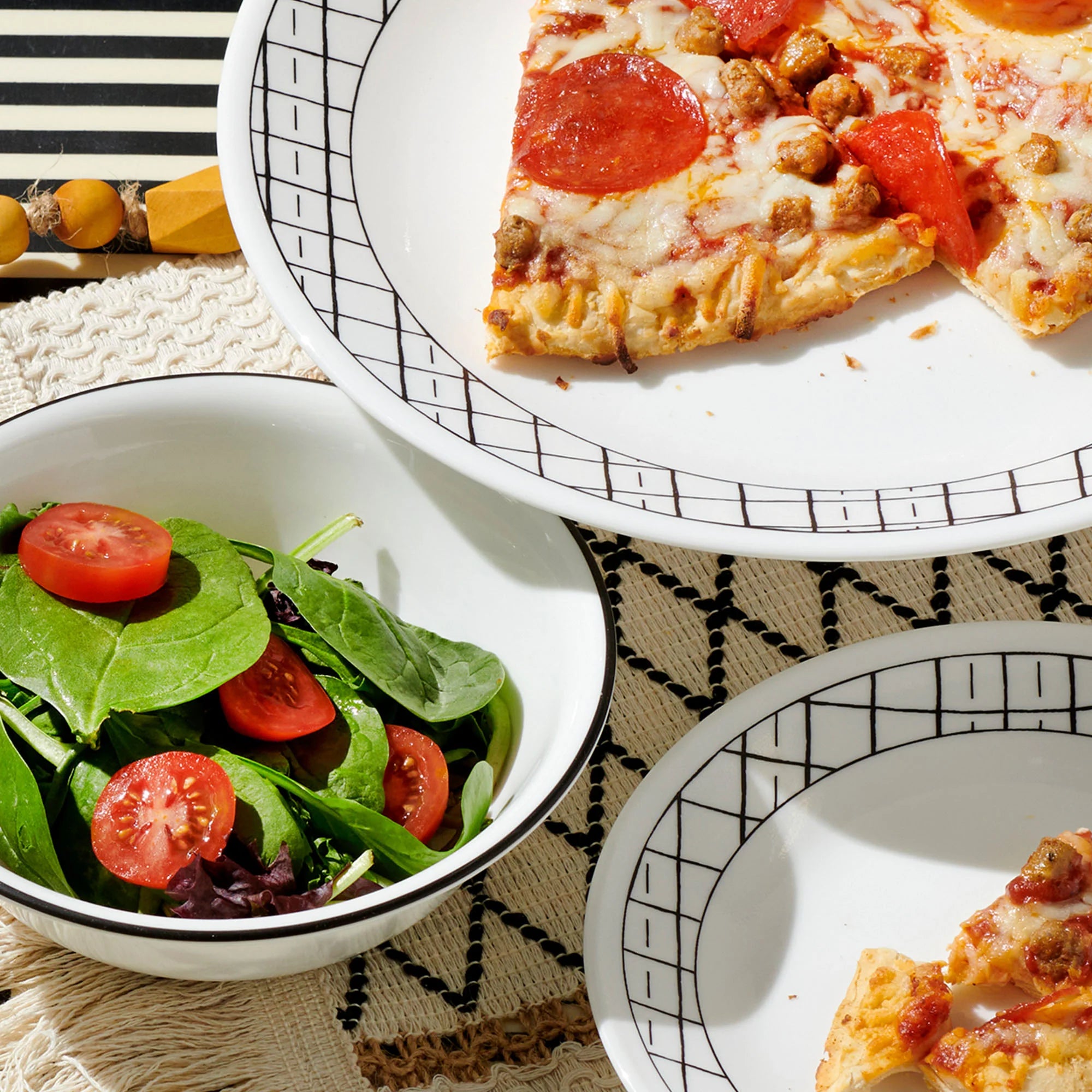 Corelle dinnerware platesplates Delicate Grid 18-piece Dinnerware Set, Service for 6 - Image 3