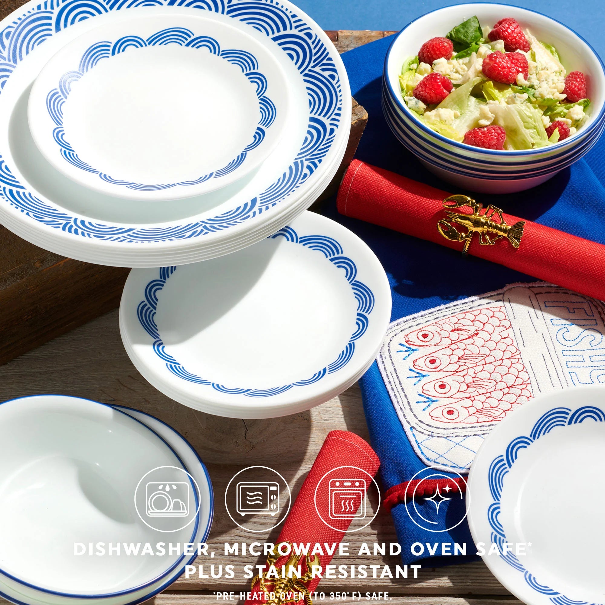 Corelle dinnerware platesplates Rolling Waves 18-piece Dinnerware Set, Service for 6 - Image 3