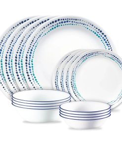Corelle dinnerware platesplates Ocean Blues 16-piece Mugless Dinnerware Set, Service of 4