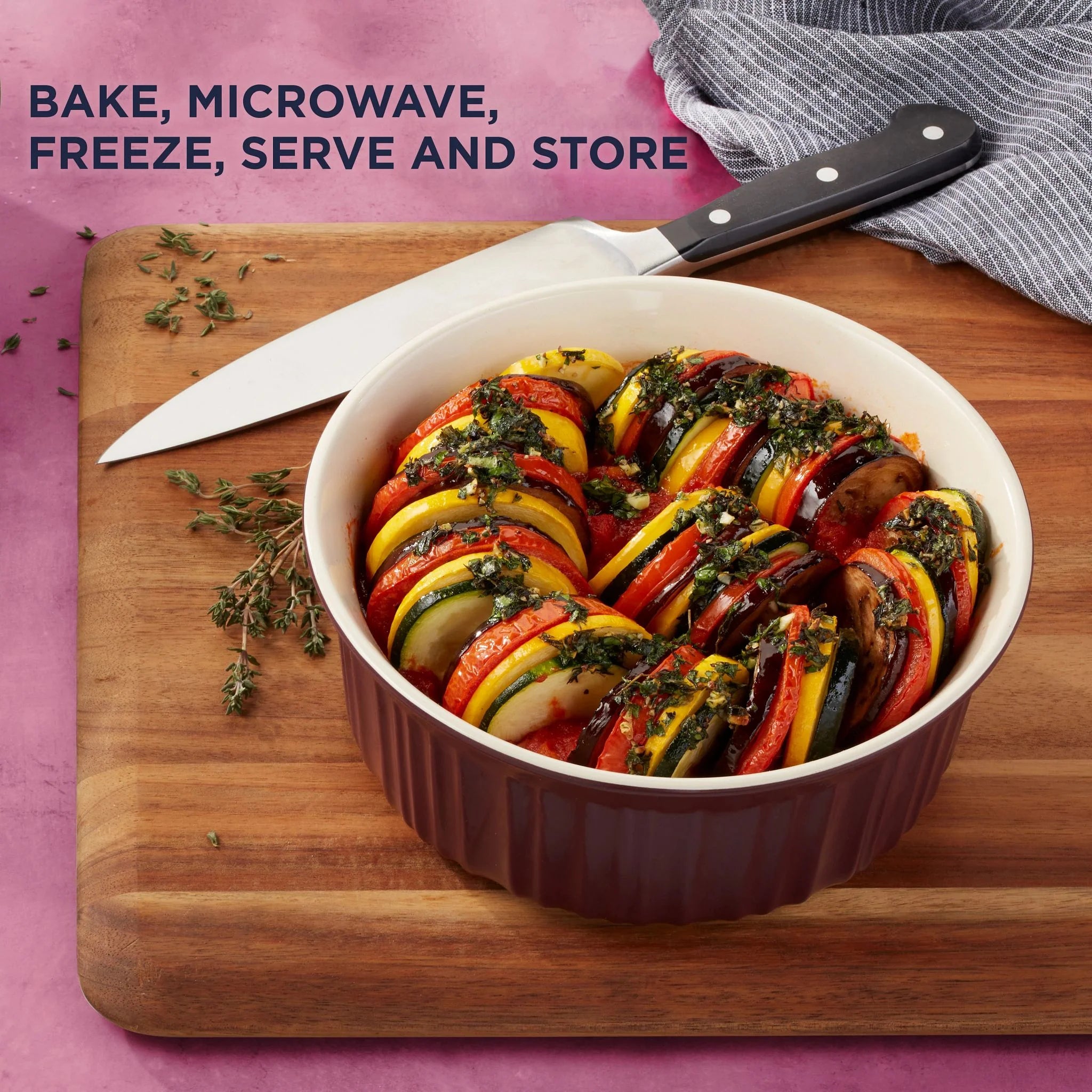 Corelle dinnerware platesplates French Colors 1.5-quart Round Baking Dish, Cabernet - Image 3