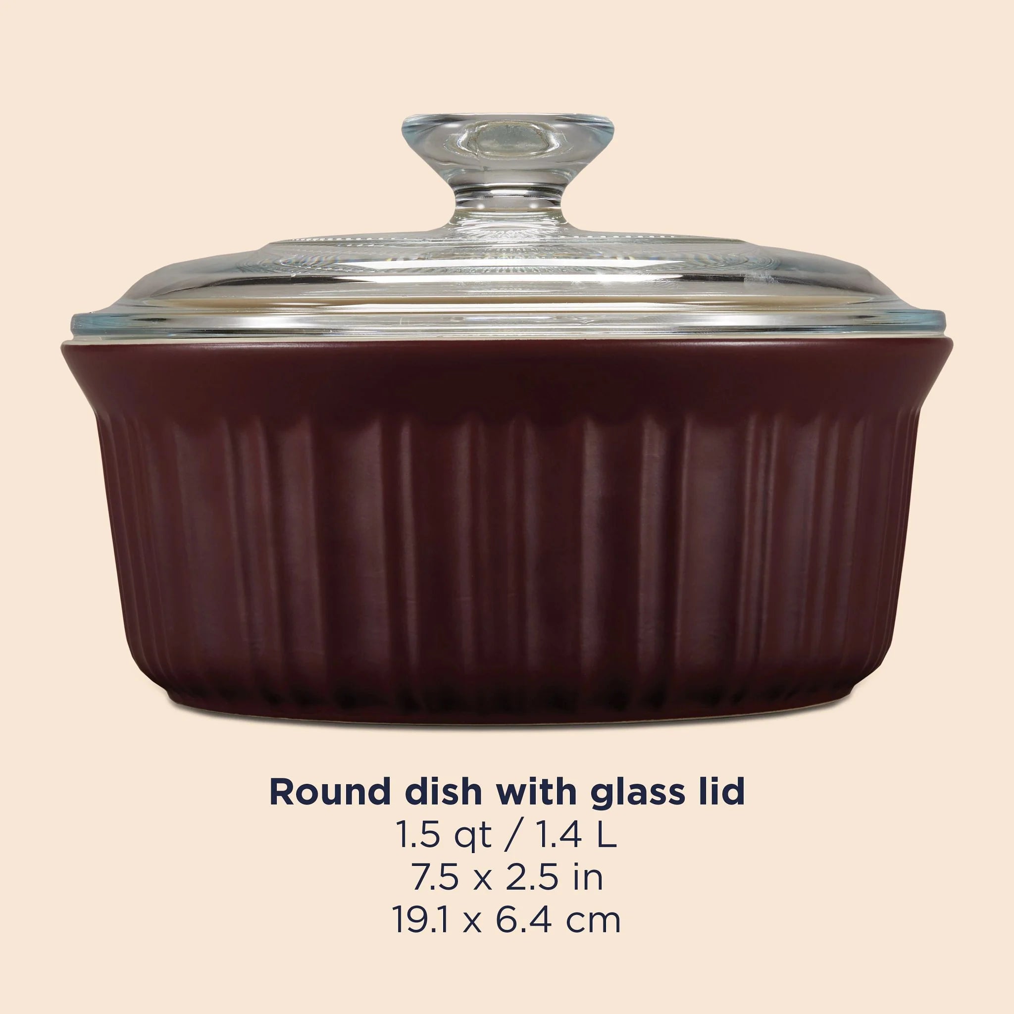 Corelle dinnerware platesplates French Colors 1.5-quart Round Baking Dish, Cabernet - Image 5