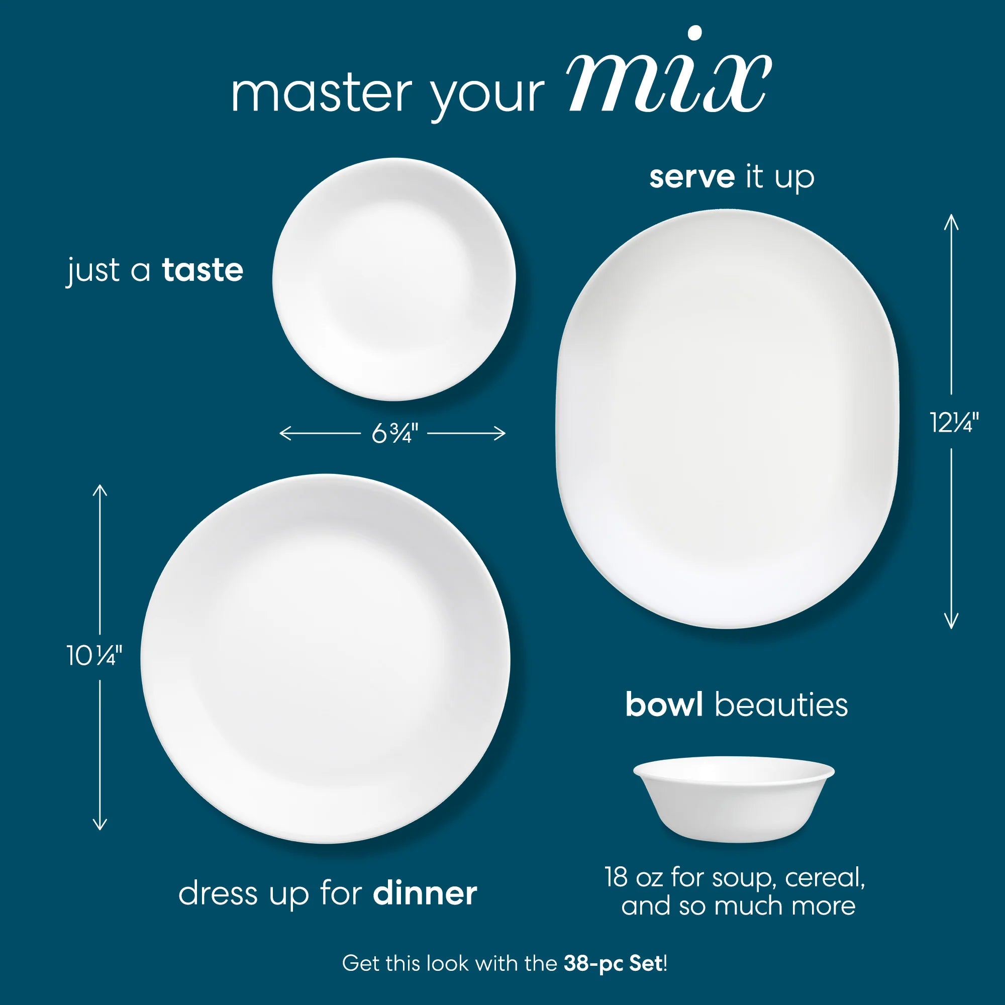 Corelle dinnerware platesplates Winter Frost White 38-piece Dinnerware Set, Service for 12 - Image 3
