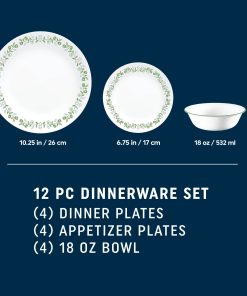 Alternative view of Corelle dinnerware platesplates Bryndle 12-Piece Glass Dinnerware Set, Service for 4