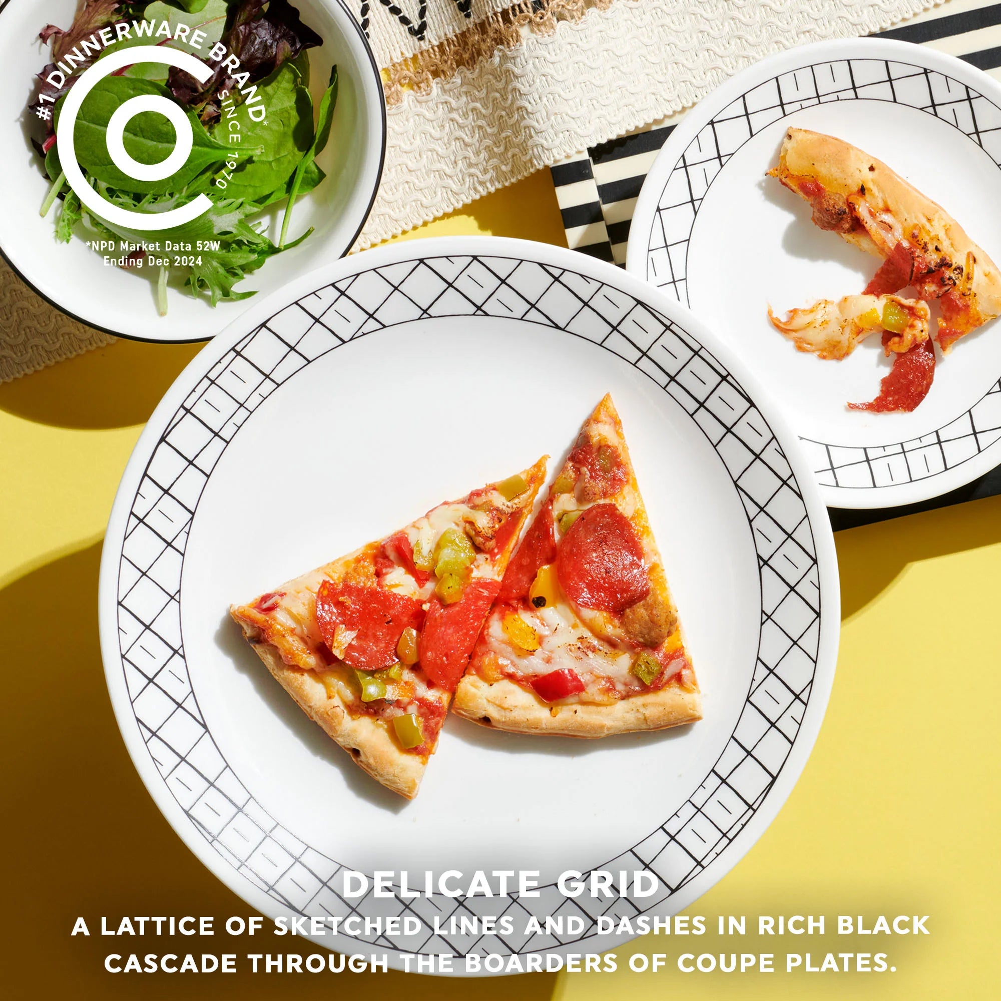 Corelle dinnerware platesplates Delicate Grid 18-piece Dinnerware Set, Service for 6 - Image 8