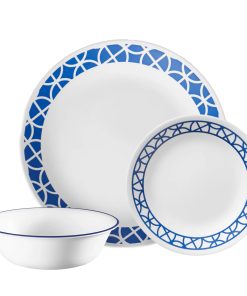 Corelle dinnerware platesplates Cobalt Circles 12-piece Mugless Dinnerware Set, Service of 4
