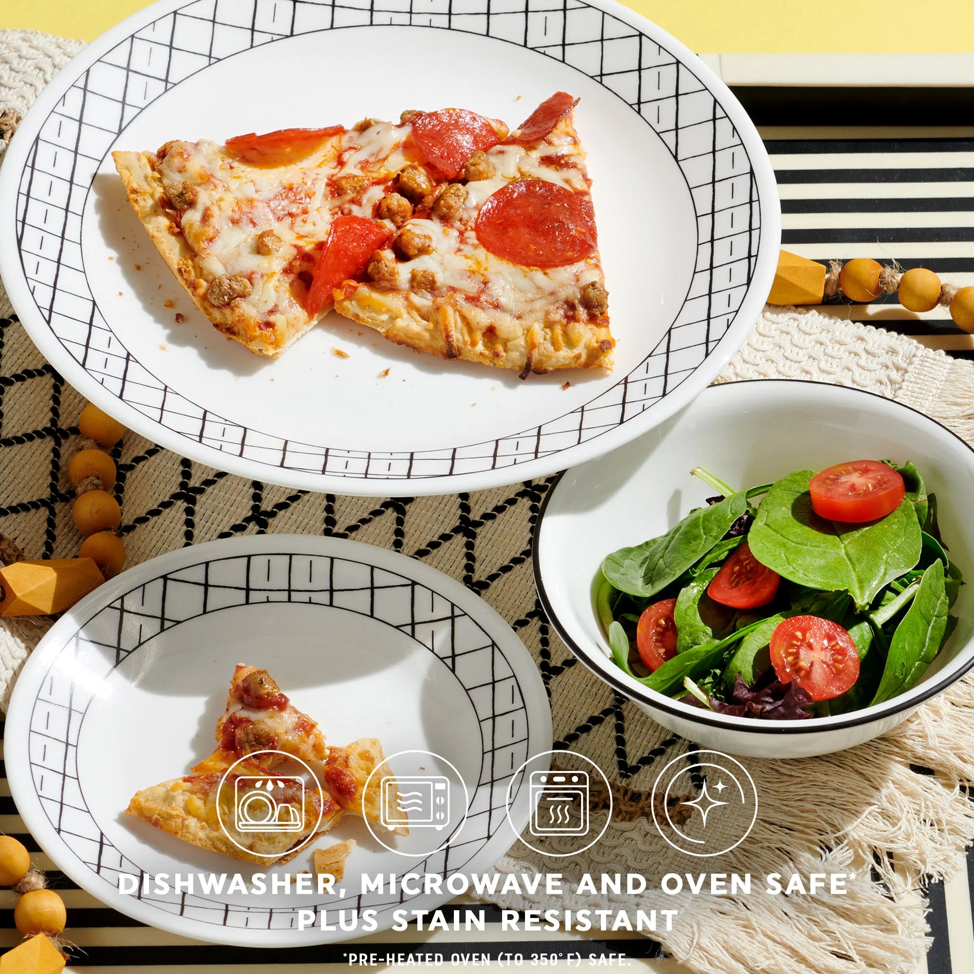 Corelle dinnerware platesplates Delicate Grid 18-piece Dinnerware Set, Service for 6 - Image 7