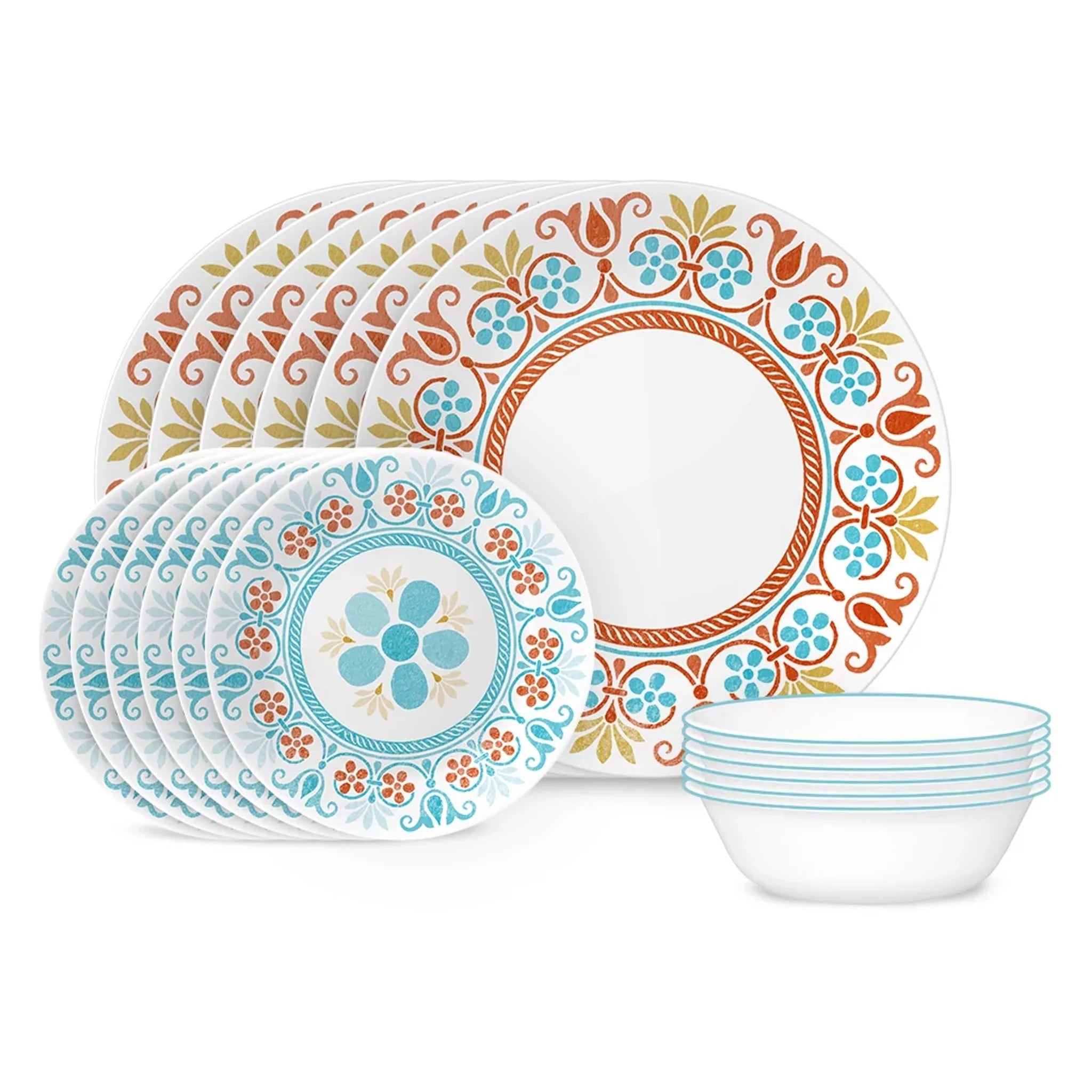 Corelle dinnerware platesplates Global Collection Terracotta Dreams 18-piece Dinnerware Set, Service for 6