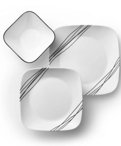 Corelle dinnerware platesplates Square Simple Sketch 18-piece Dinnerware Set, Service for 6