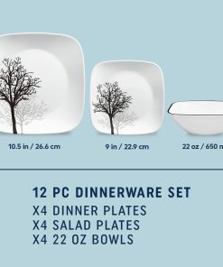 Alternative view of Corelle dinnerware platesplates Timber Shadows 12-piece Dinnerware Set, Service for 4