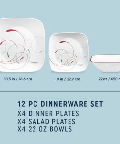 Alternative view of Corelle dinnerware platesplates Square Splendor 12-piece Dinnerware Set, Service for 4