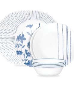 Corelle dinnerware platesplates Botanical Stripes 12-piece Dinnerware Set, Service for 4