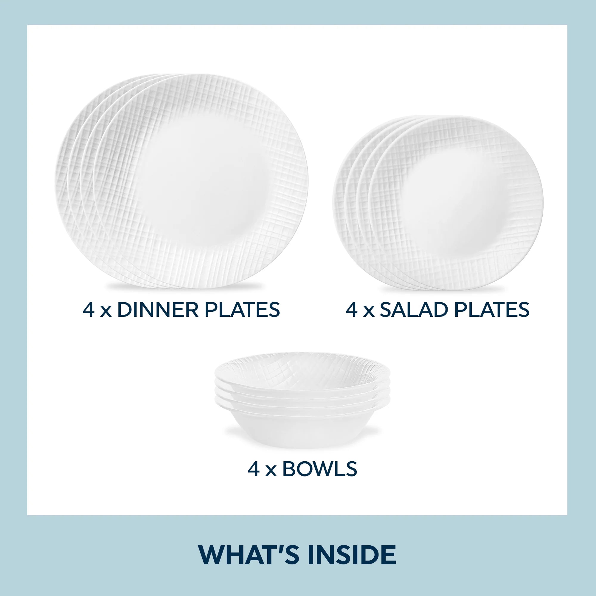 Corelle dinnerware platesplates Linen Weave 12-piece Dinnerware Set, Service for4 - Image 2